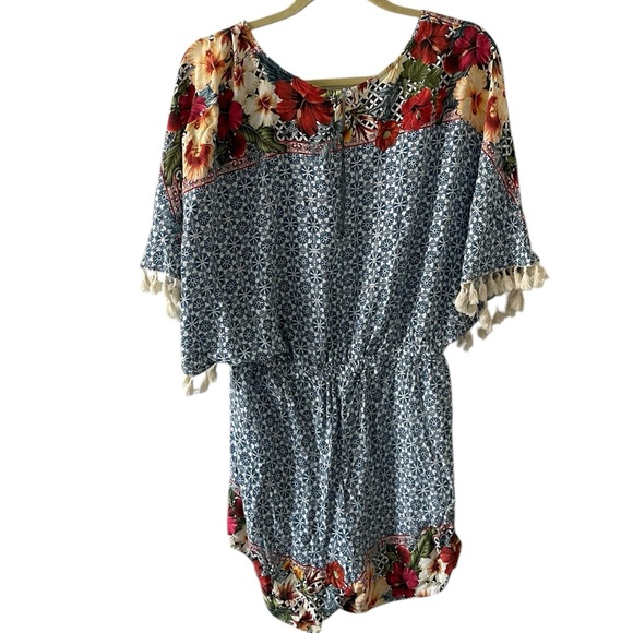 Farm Rio De Janeiro by Anthropologie women's floral tassel romper Size L - Picture 5 of 10